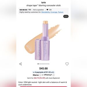 tarte Shape Tape Blur Stick Concealer - Shade N22